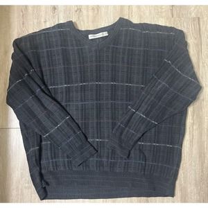 Shenandoah Mens Sweater Knit XXL 2XL Black with Color Stripes Made in USA Cotton